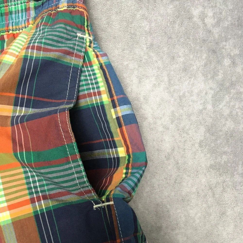 Polo RL Mens Plaid‎ Swim Trunk Shorts size Large Red Green Mesh Inner Briefs
